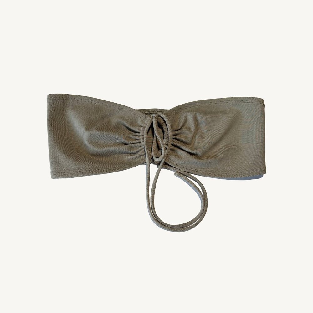 Sunday Best Olive Light Saje Green Cropped Tube Top Front Tie Size Unsure